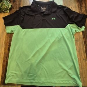 Under Armour Black and Green Performance Polo
